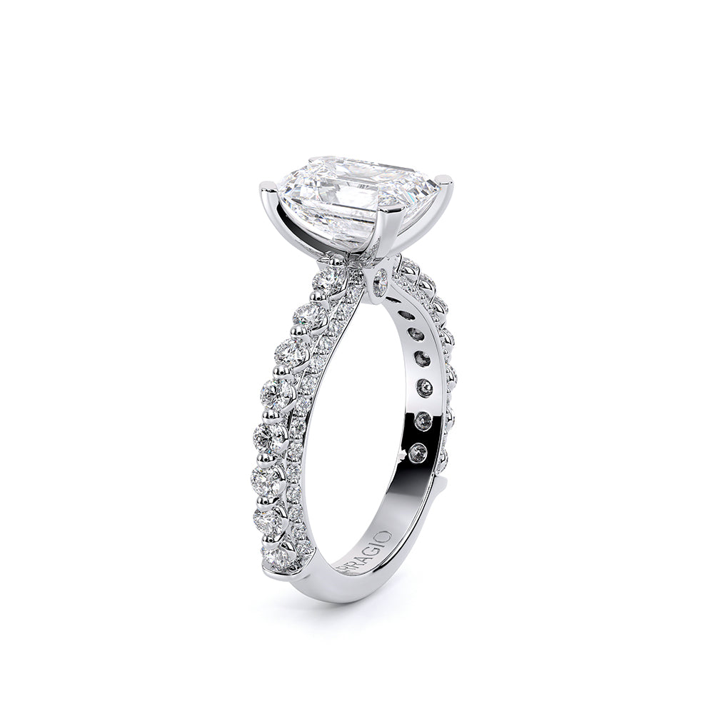 Emerald Pavé 18k White Gold Engagement Ring - CTR-0488