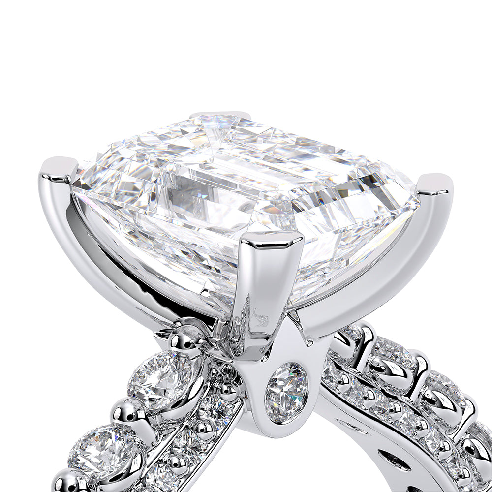 Emerald Pavé 18k White Gold Engagement Ring - CTR-0488