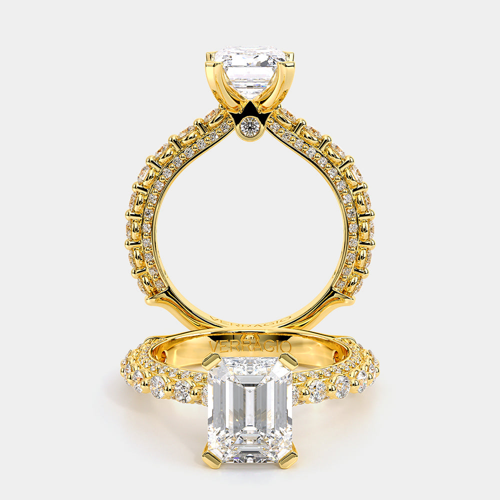 Emerald Pavé 14k Yellow Gold Engagement Ring - CTR-0488