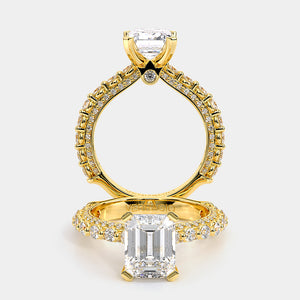 Emerald Pavé 14k Yellow Gold Engagement Ring - CTR-0488