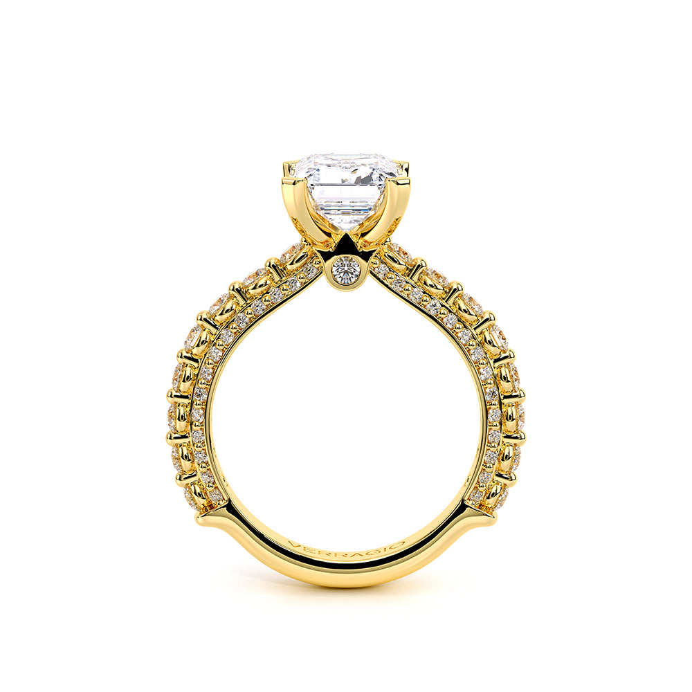 Emerald Pavé 18k Yellow Gold Engagement Ring - CTR-0488