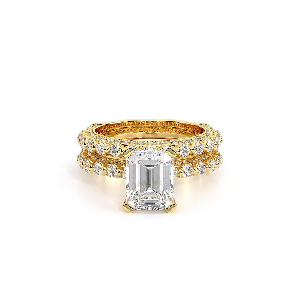 Emerald Pavé 18k Yellow Gold Engagement Ring - CTR-0488