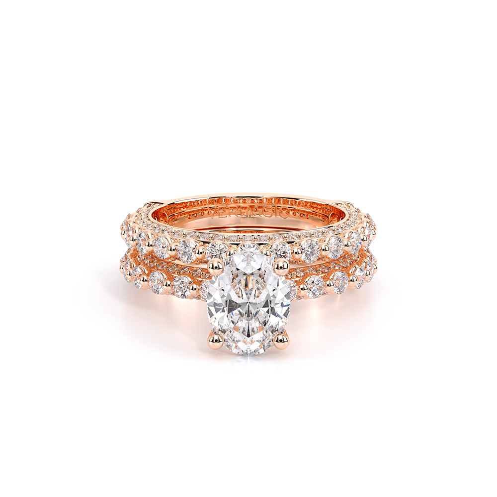 Oval Pavé 14k Rose Gold Engagement Ring - CTR-0488