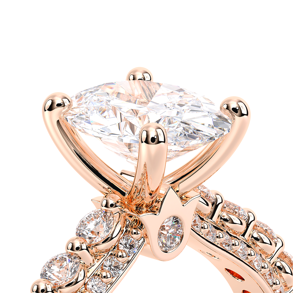 Oval Pavé 18k Rose Gold Engagement Ring - CTR-0488