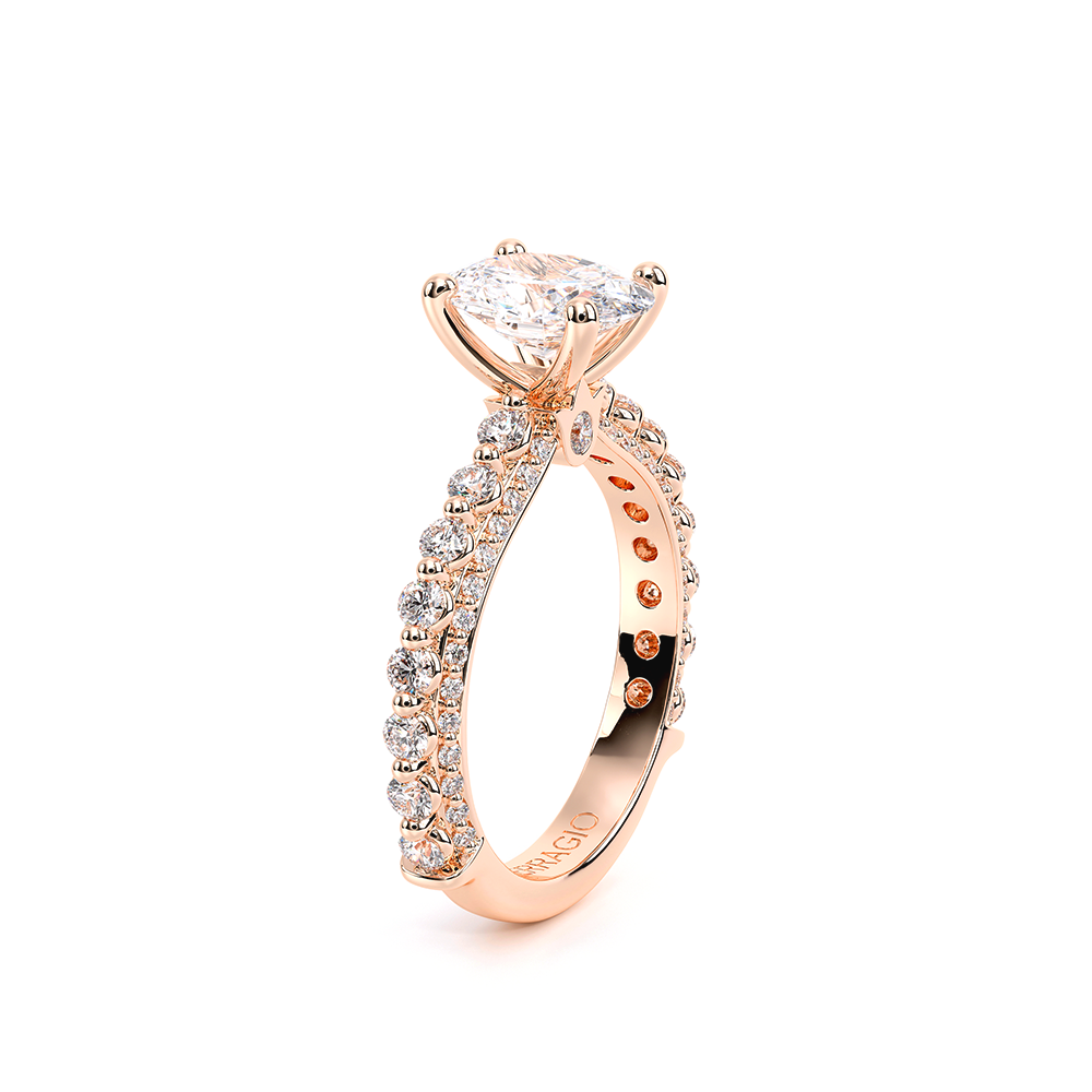 Oval Pavé 18k Rose Gold Engagement Ring - CTR-0488
