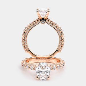 Oval Pavé 18k Rose Gold Engagement Ring - CTR-0488