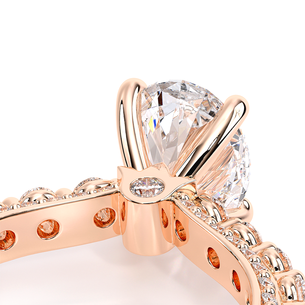 Oval Pavé 18k Rose Gold Engagement Ring - CTR-0488
