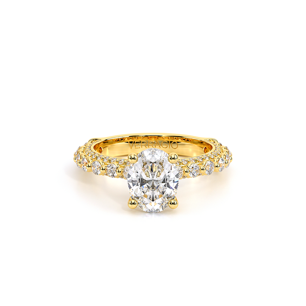 Oval Pavé 14k Yellow Gold Engagement Ring - CTR-0488