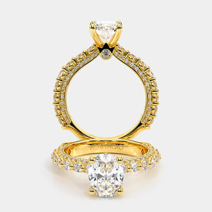 Oval Pavé 18k Yellow Gold Engagement Ring - CTR-0488