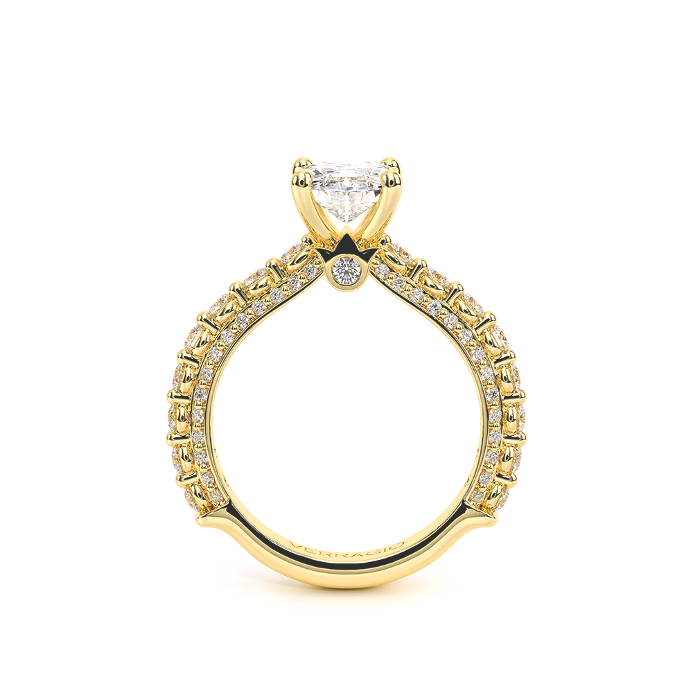 Oval Pavé 18k Yellow Gold Engagement Ring - CTR-0488