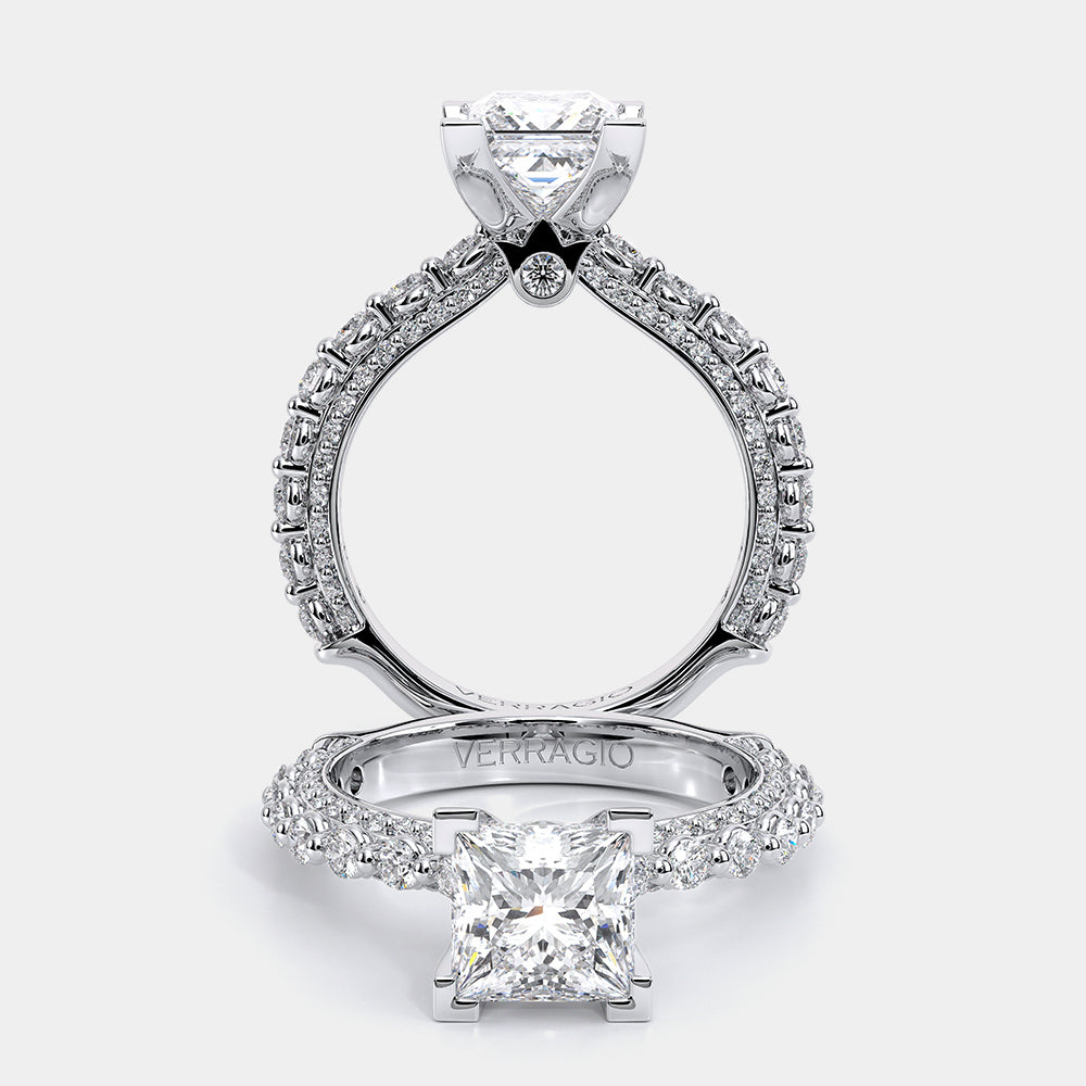 Princess Pavé Platinum Engagement Ring - CTR-0488