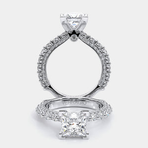 Princess Pavé Platinum Engagement Ring - CTR-0488