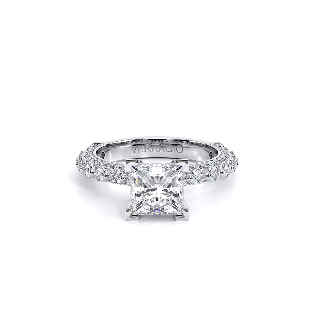 Princess Pavé Platinum Engagement Ring - CTR-0488