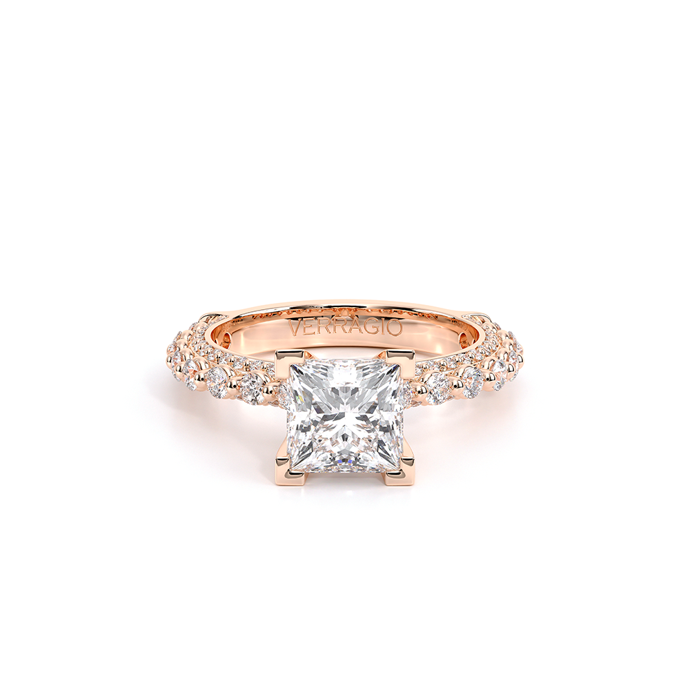 Princess Pavé 14k Rose Gold Engagement Ring - CTR-0488
