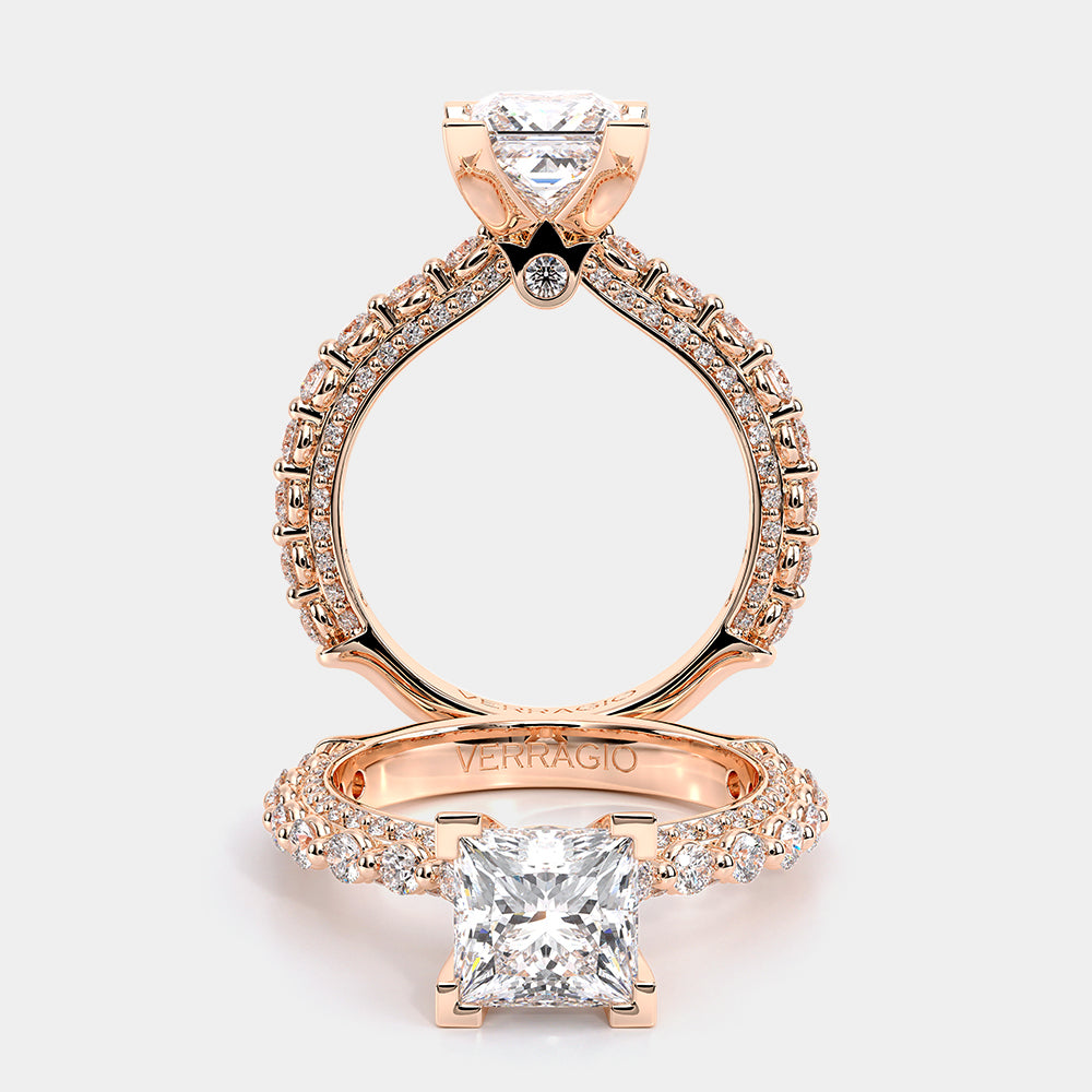 Princess Pavé 18k Rose Gold Engagement Ring - CTR-0488