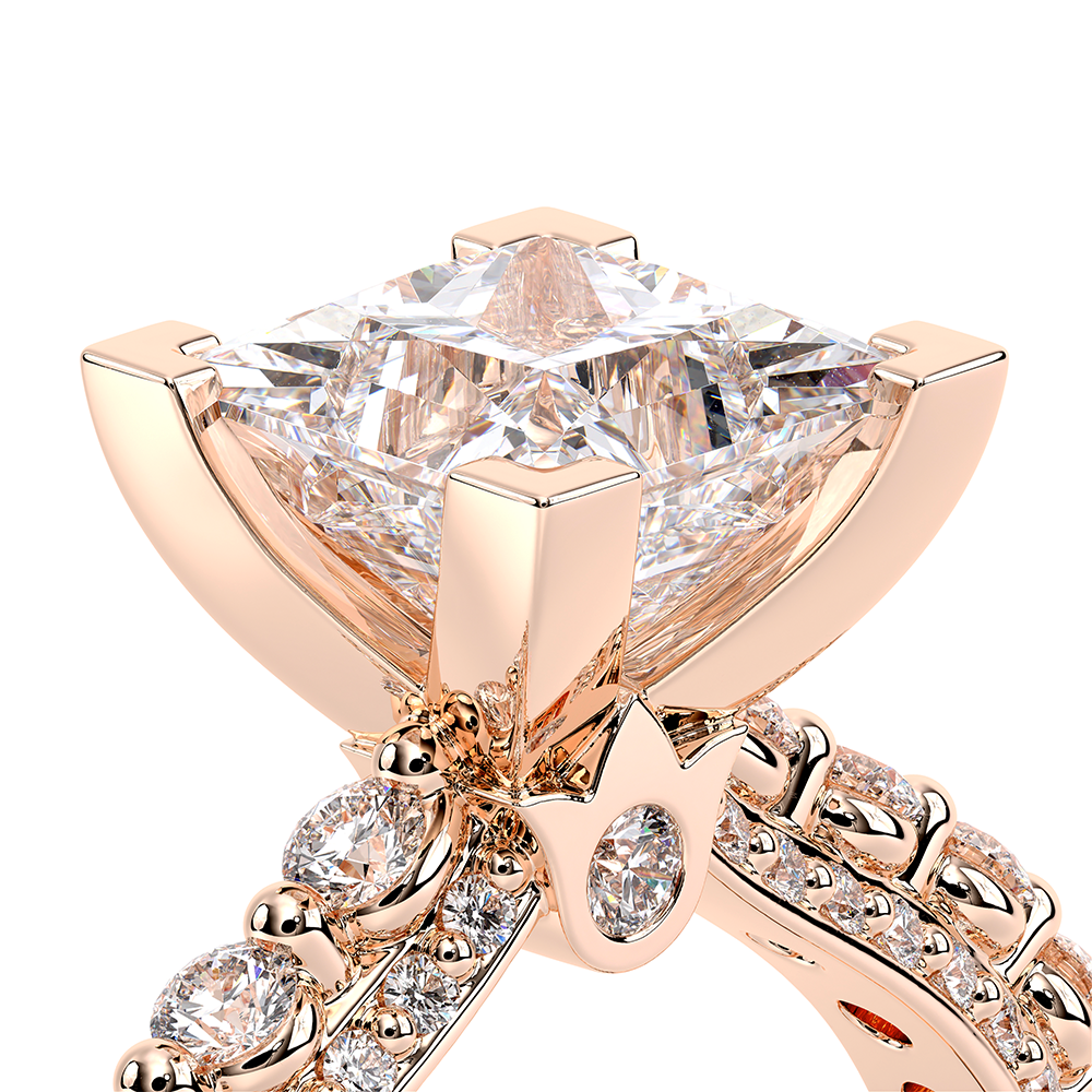 Princess Pavé 18k Rose Gold Engagement Ring - CTR-0488