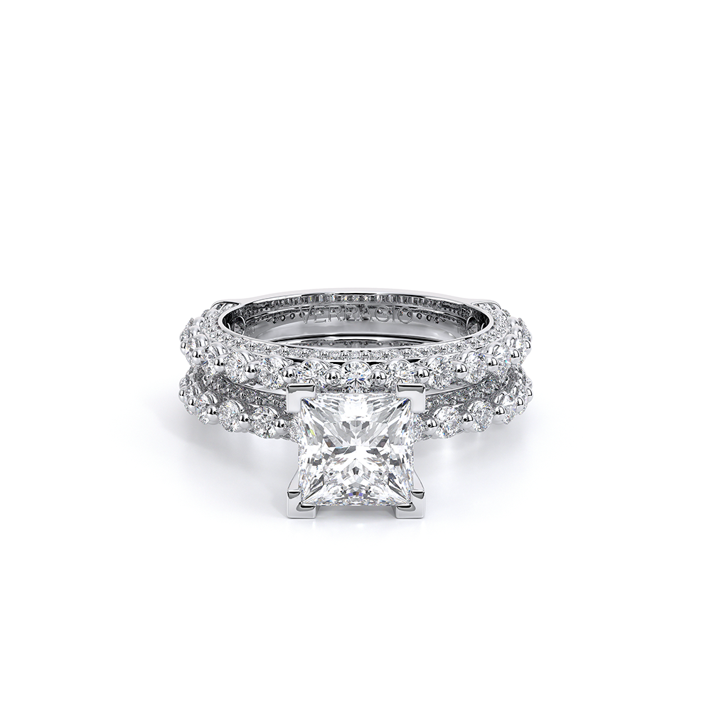 Princess Pavé 14k White Gold Engagement Ring - CTR-0488