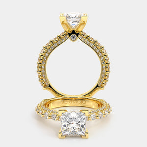 Princess Pavé 18k Yellow Gold Engagement Ring - CTR-0488