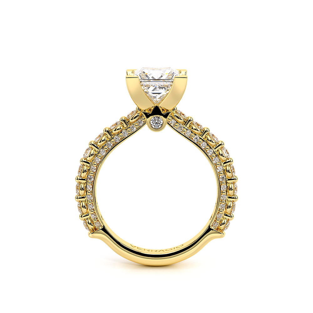 Princess Pavé 18k Yellow Gold Engagement Ring - CTR-0488