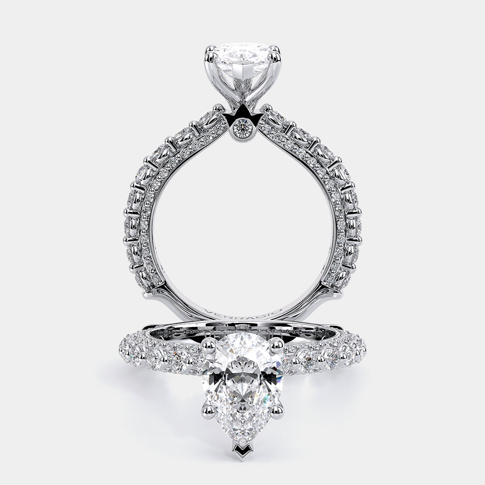 Pear Pavé Platinum Engagement Ring - CTR-0488