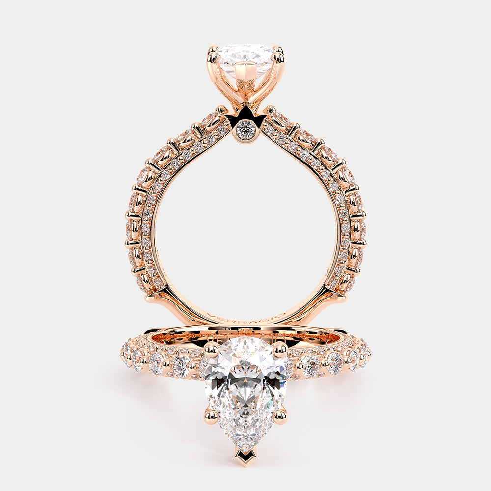 Pear Pavé 14k Rose Gold Engagement Ring - CTR-0488