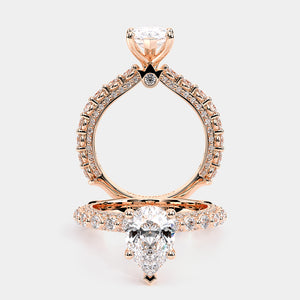 Pear Pavé 14k Rose Gold Engagement Ring - CTR-0488