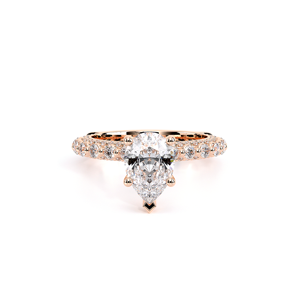 Pear Pavé 18k Rose Gold Engagement Ring - CTR-0488