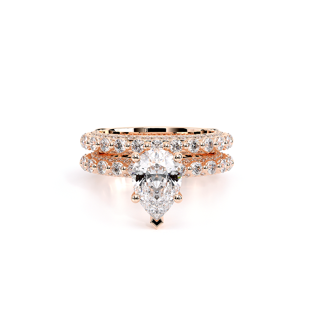 Pear Pavé 18k Rose Gold Engagement Ring - CTR-0488