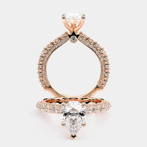 Pear Pavé 18k Rose Gold Engagement Ring - CTR-0488