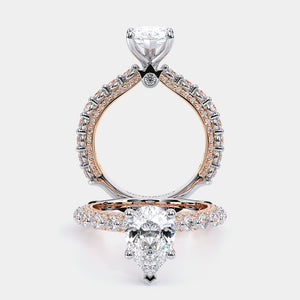 Pear Pavé 18k Rose and White Gold Engagement Ring - CTR-0488