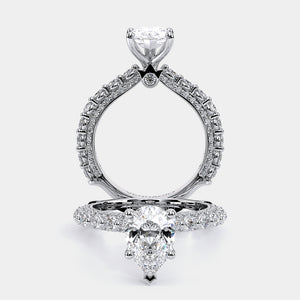 Pear Pavé 14k White Gold Engagement Ring - CTR-0488
