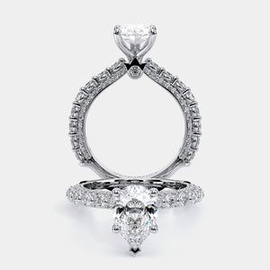 Pear Pavé 18k White Gold Engagement Ring - CTR-0488