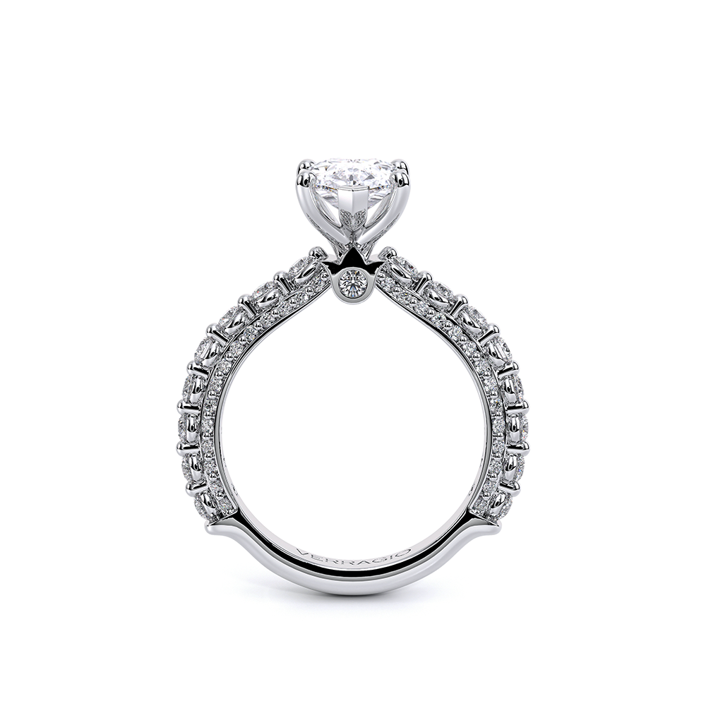 Pear Pavé 18k White Gold Engagement Ring - CTR-0488