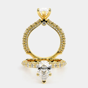 Pear Pavé 18k Yellow Gold Engagement Ring - CTR-0488