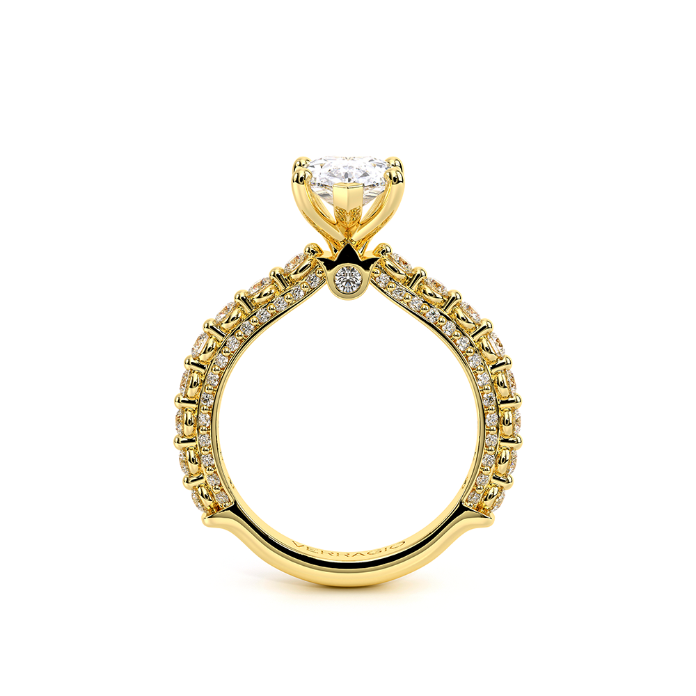 Pear Pavé 18k Yellow Gold Engagement Ring - CTR-0488