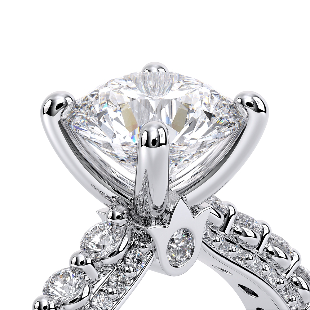 Round Pavé Platinum Engagement Ring - CTR-0488