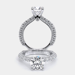 Round Pavé Platinum Engagement Ring - CTR-0488