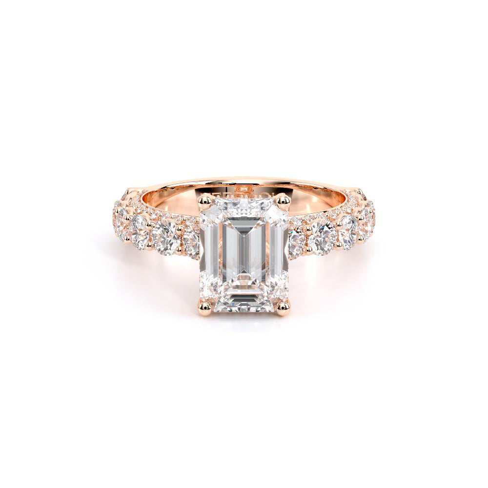 Emerald Pavé 14K Rose Gold Engagement Ring - CTR-0489
