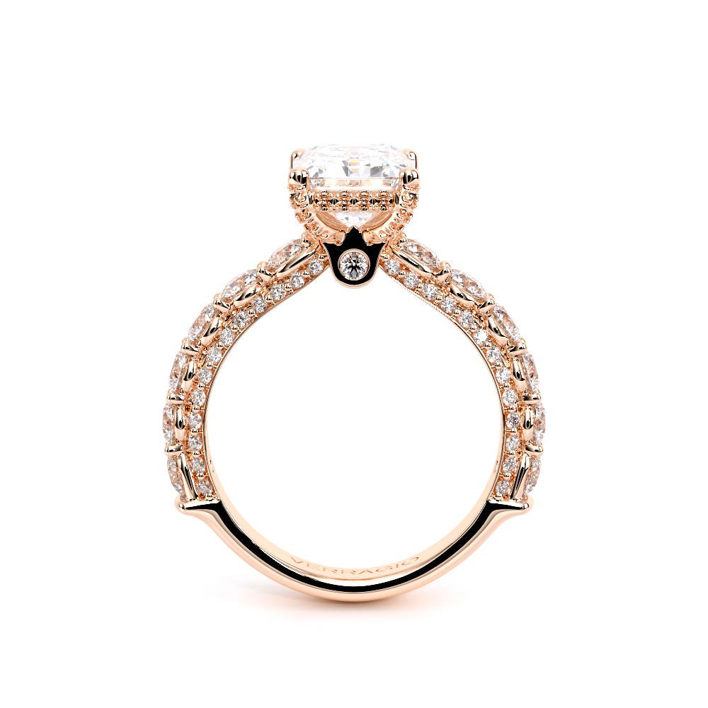 Emerald Pavé 18K Rose Gold Engagement Ring - CTR-0489
