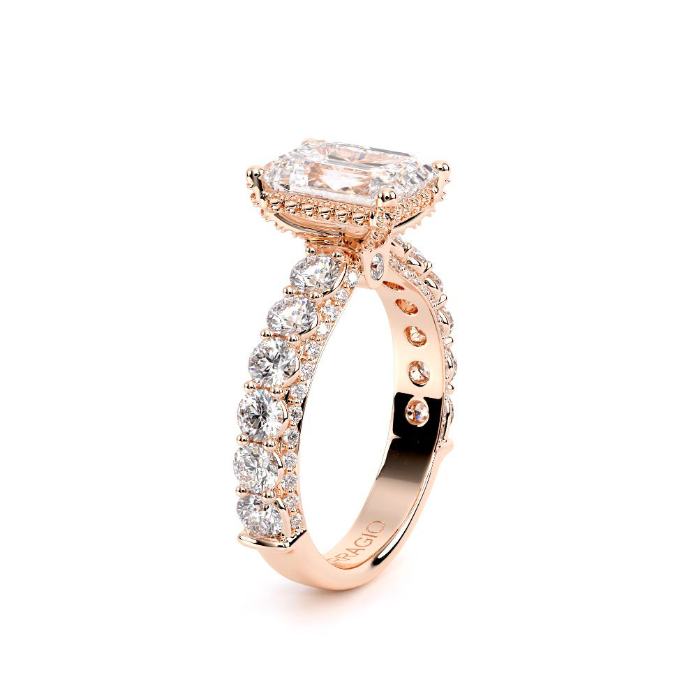 Emerald Pavé 18K Rose Gold Engagement Ring - CTR-0489