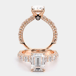 Emerald Pavé 18K Rose Gold Engagement Ring - CTR-0489
