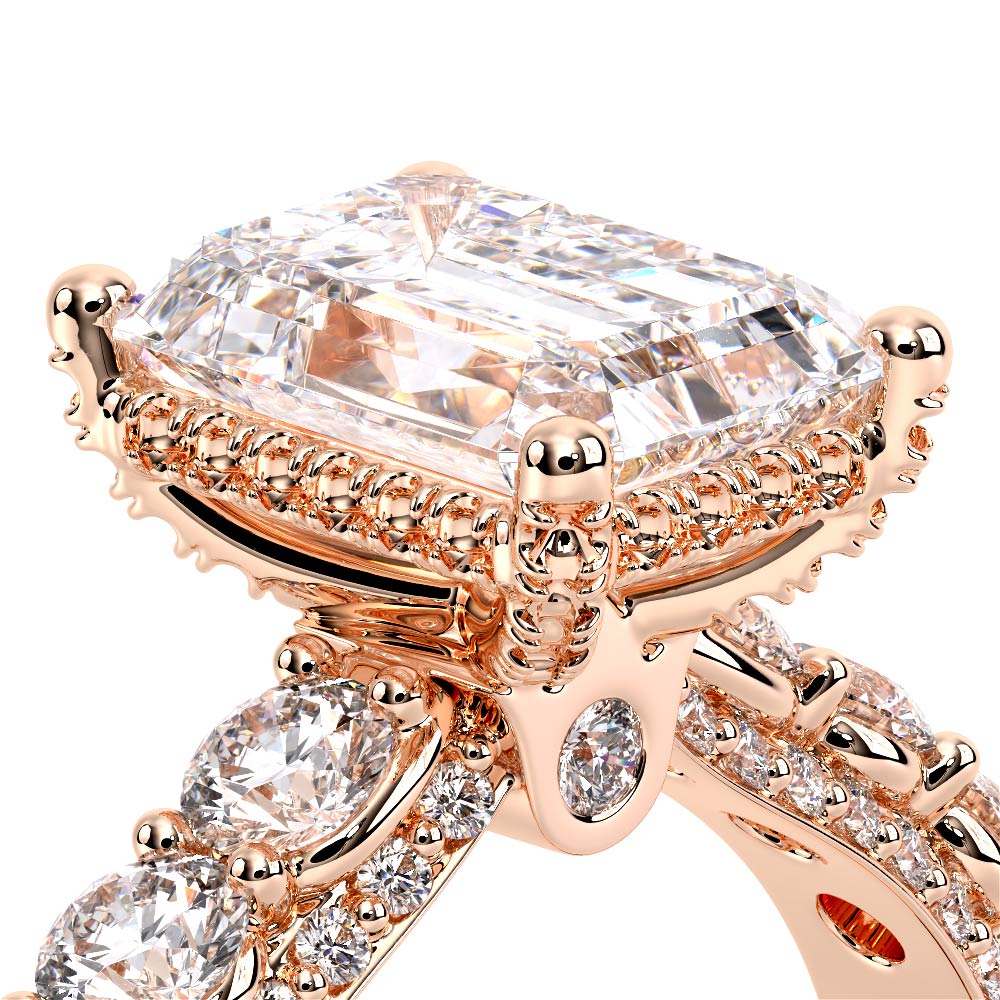 Emerald Pavé 18K Rose Gold Engagement Ring - CTR-0489