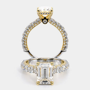 Emerald Pavé 18K Yellow and White Gold Engagement Ring - CTR-0489