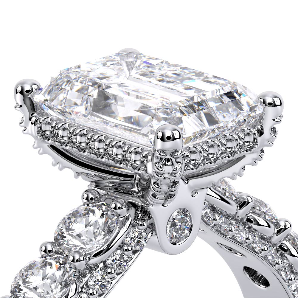 Emerald Pavé 14K White Gold Engagement Ring - CTR-0489