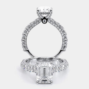 Emerald Pavé 18K White Gold Engagement Ring - CTR-0489