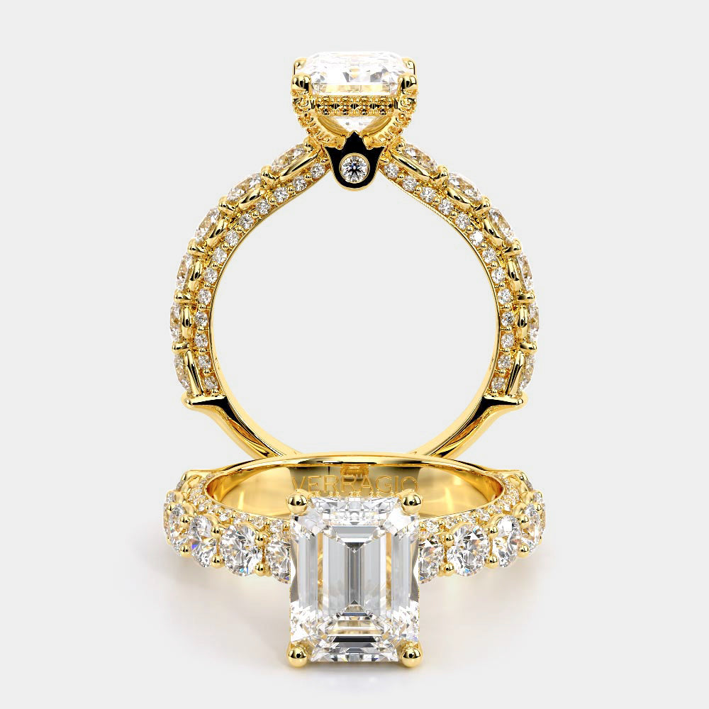 Emerald Pavé 14K Yellow Gold Engagement Ring - CTR-0489