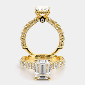 Emerald Pavé 18K Yellow Gold Engagement Ring - CTR-0489