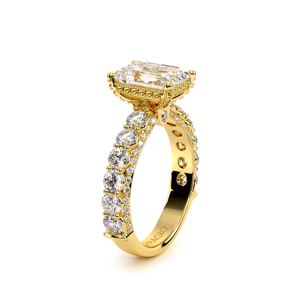 Emerald Pavé 18K Yellow Gold Engagement Ring - CTR-0489