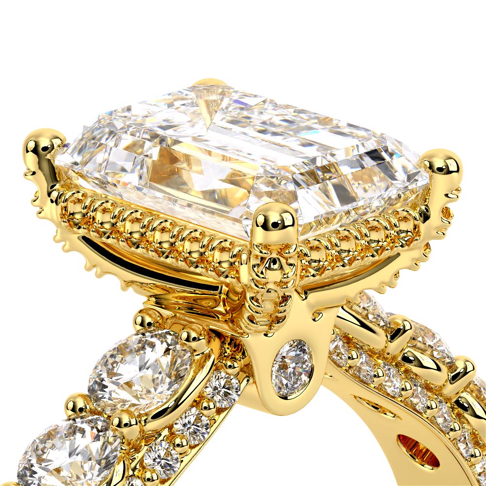 Emerald Pavé 18K Yellow Gold Engagement Ring - CTR-0489