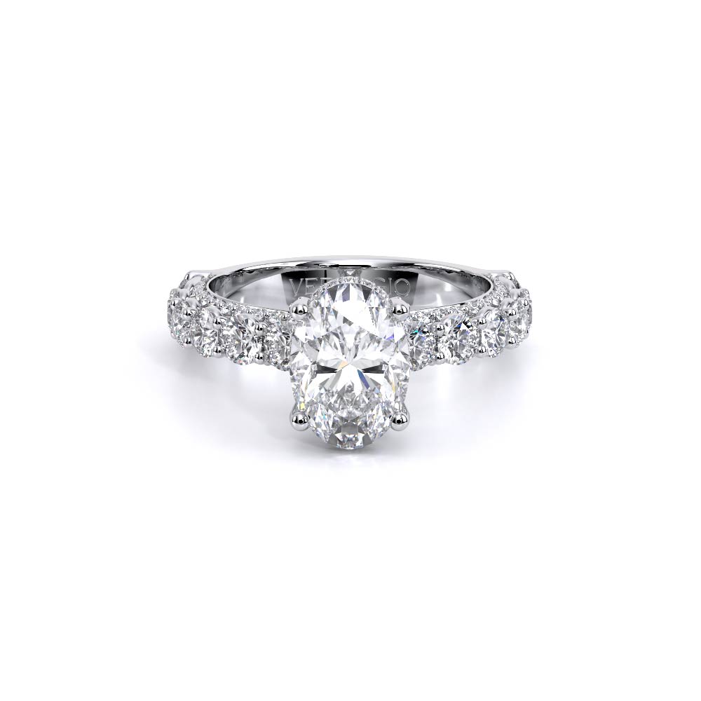 Oval Pavé Platinum Engagement Ring - CTR-0489